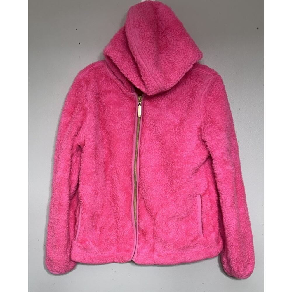 Lilly Pulitzer Rylan Sherpa Full Zip Jacket Girls Size 8/10 Hot Pink Hoodie